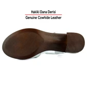 Erkan Saçmacı Elena Beyaz Hakiki Dana Derisi Delik Detaylı Kalın Topuklu Rahat Günlük Sandalet - 6