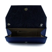 Erkan Saçmacı Lacivert Saten Zincir Askılı Manyetik Kapaklı İç Cepli Zarif Abiye El Çantası - 3