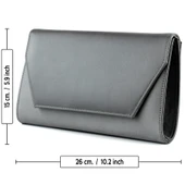 Erkan Saçmacı Antrasit Saten Zincir Askılı Manyetik Kapaklı İç Cepli Zarif Abiye El Çantası - 4