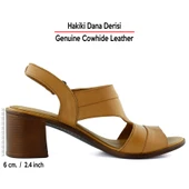 Erkan Saçmacı Kanne Taba Hakiki Dana Derisi Cırt Bantlı Kalın Topuklu Rahat Günlük Sandalet - 2