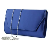 Erkan Saçmacı Lacivert Saten Zincir Askılı Manyetik Kapaklı İç Cepli Zarif Abiye El Çantası - 1