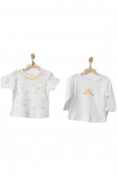 Andywawa Kız Bebek Civciv Desenli Beyaz Tshirt  AC21577 - 1