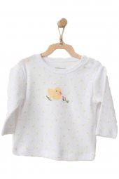 Andywawa Kız Bebek Civciv Desenli Beyaz Tshirt  AC21577 - 2