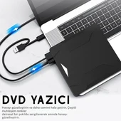 TechTic Harici DVD Sürücüsü USB 3.0 Type-C Sessiz CD Dvd Okuma Çok Fonksiyonlu MikroSD Kart SD Kart thumbnail 12