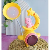 Çocuk Odası Ay ve Unicorn Desenli Gece Lambası - 1