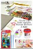 12 Renk Fatih Sulu Boya 35x50 cm Telli Spralli Resim Defteri Resim Paleti Resim Fırçası Temizleme Kabı Suluboya Okul - 1