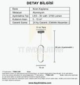 TT006-1-KR TT Aydınlatma Minyon Modeli Tekli Krom Kaplama Led Avize - 4