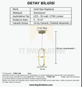 TT006-1-SR TT Aydınlatma Minyon Modeli Tekli Sarı Kaplama Led Avize thumbnail 4