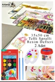 21 Renk Sulu Boya 35x50 cm Telli Spralli Resim Defteri Resim Paleti Resim Fırçası Temizleme Kabı Suluboya Okul Öğrenci thumbnail 1