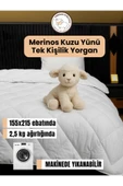 Tek Kişilik Yün Yorgan 155x215 Cm - %100 Kuzu Yünü, 2.5 Kg, Nefes Alır, Terletmez, 4 Mevsim Konfor - 1