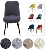 Mucit Home  ,Oval Sandalye Kılıfı .Bambu Kareli Kumaş Esnek Lastikli Antrasit -6 adet - 1