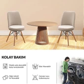 Mucit Home  Oval Sandalye Kılıfı ,Bambu Kareli Kumaş Esnek Lastikli, açık kahverengi 6 Adet - 3