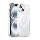 Apple iPhone 15 Kılıf M-safe Şarj Özellikli Parlayan Simli Saydam Renkli Zore Maris Kapak - 1