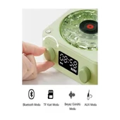 Waves Nostalji Plak Görünümlü Bluetooth Hoparlör 3d Ses Dalgası Retro Müzik Plak Yeşil - 4