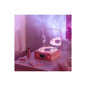 Waves Nostalji Plak Görünümlü Bluetooth Hoparlör 3d Ses Dalgası Retro Müzik Plak Pembe - 3