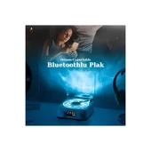 Waves Nostalji Plak Görünümlü Bluetooth Hoparlör 3d Ses Dalgası Retro Müzik Plak Mavi - 3