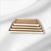 Ahşap boyanabilir ayaklı dikdörtgen 4'lü sunumluk-tepsi takımı thumbnail 9