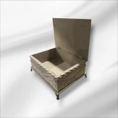 Ahşap-boyanabilir- Ham Mdf- Desenli-takı-makyaj-aksesuar-çok Amaçlı Dekoratif Kutu - 6
