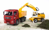 Bruder Oyuncak Man Damperli Kamyon Veliebherr Ekskavatör Br02751 - 3