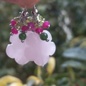 2150 Pembe kuvars el oyması küpe - 6