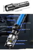  Çok Fonksiyonlu USB Şarjlı El Feneri | Zoomlu – Çakarlı – Yan Aydınlatmalı – ABS Gövde - 3