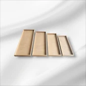 Ahşap boyanabilir ayaklı dikdörtgen 4'lü sunumluk-tepsi takımı thumbnail 4