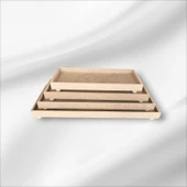 Ahşap boyanabilir ayaklı dikdörtgen 4'lü sunumluk-tepsi takımı thumbnail 3