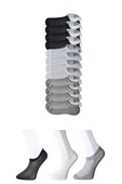 Siyah Gri ve Beyaz Erkek Görünmez Çorap 12 çift thumbnail 1
