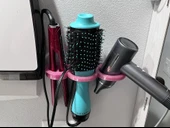 Byr Duvara monte saç düzleştirici + fön makinesi + banyo organizasyonu için hava fırça adaptörü (Sadece Plastik Aparattır!!!) 3D - 2