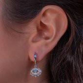 Göz Tasarımlı Sallantılı 925 Ayar Gümüş Küpe thumbnail 1