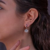 Göz Tasarımlı Sallantılı 925 Ayar Gümüş Küpe thumbnail 2