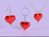 Byr 3D Kalp Kolye ve Küpe - Sevgililer Günü Özel (Sadece Plastik Aparattır!!!) 3D - 3