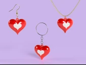 Byr 3D Kalp Kolye ve Küpe - Sevgililer Günü Özel (Sadece Plastik Aparattır!!!) 3D - 2