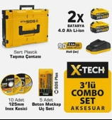 SGS X-Tech Combo Set Çift Akülü Darbeli Matkap, Şarjlı Vidalama Kırıcı Delici , Şarjlı Avuç Taşlama ,15 parça Aksesuar - 2