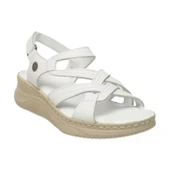 MAMMAMİA D25YS-2265 DOLGU TABAN DERİ KADIN SANDALET - 1