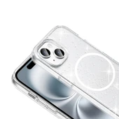 Apple iPhone 13 Uyumlu Kılıf Magsafe Şarj Özellikli Parlayan Simli Şeffaf Maris Kapak thumbnail 3