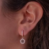 Çiçek Tasarımlı Yıldız Detaylı Sallantılı 925 Ayar Gümüş Küpe thumbnail 1