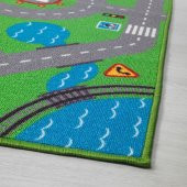 Çocuk Oda Halısı 75x133 cm Alan: 0.99 m² Yıkanır Yeşil Renk Desenli Halı - 3