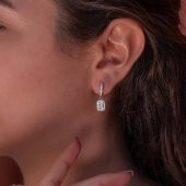 Baget Taşlı Sallantılı 925 Ayar Gümüş Küpe thumbnail 2