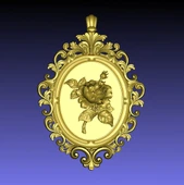 Byr Rose Cameo Kolye ve Broş (artı boş çerçeve-petrol varyasyonu) (Sadece Plastik Aparattır!!!) 3D - 1