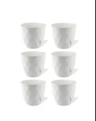 Omnipazar KRS-450 Yakamoz Tabaklı Plastik Saksı Takımı 0.3 lt Beyaz 6 Adet - 1