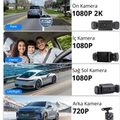 CC-40 WiFi Full HD Türkçe 4 Kameralı Araç İçi Güvenlik Kamerası | Ön, Arka, İç Kayıt | 64GB Uyumlu | Gece Görüşlü - 5