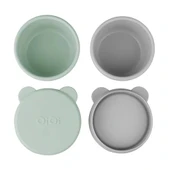 Oioi Silikon Kapaklı Mini Kase 2'li Mini Bites River Green / Powder Grey - 1