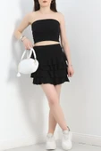 Kat Kat Bürümcük Mini Etek Siyah - 2