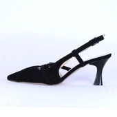 Moda Ayakkabı 165 Siyah Süet Kadın 7Cm Topuklu Ayakkabı - 3