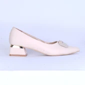 Moda Ayakkabı 170 Krem Süet Kadın 5Cm Topuklu Ayakkabı - 5