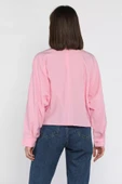 Pembe Kadın Tek Cepli Yarasa Kol Gömlek - 3