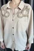 Taş Kadın Nakışlı Oversize Gömlek - 4