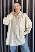 Taş Kadın Nakışlı Oversize Gömlek - 1