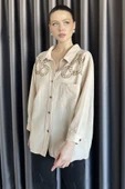 Taş Kadın Nakışlı Oversize Gömlek - 2